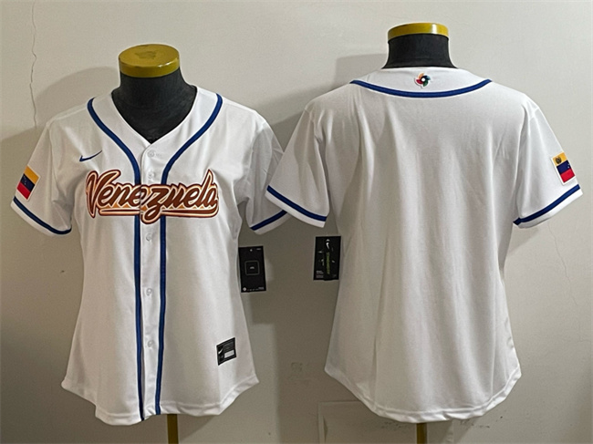 Women's Venezuela Baseball Blank White 2026 World Baseball Classic Home Stadium Stitched Baseball Jersey(Run Small)